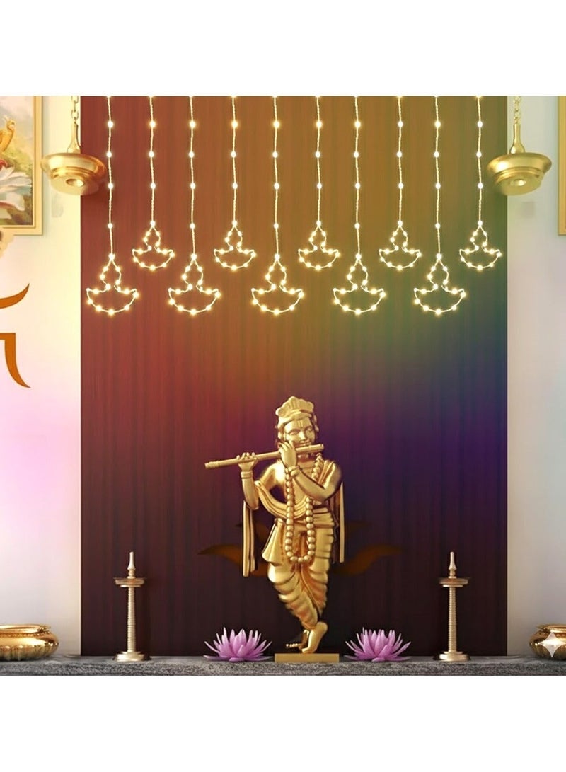 ZAYO LED Diya Lights Warm White, Decorative Diya String Lights for Diwali Decoration, Home Decor, Festival, Wedding, Party, Mandir Decoration, Indoor Fairy Lights -  3X1 Meter - Image 3