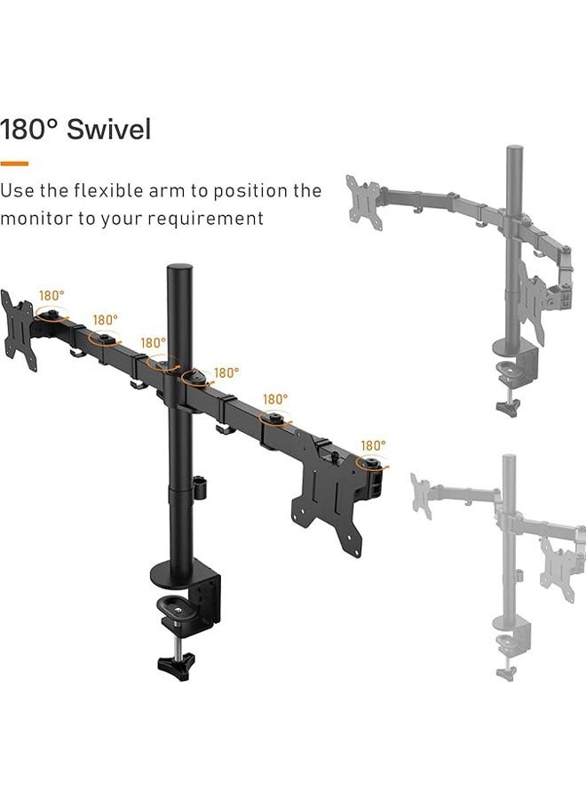 Arabest Monitor Mount Stand Dual LCD LED Monitor Arm for Desk, Heavy Duty Gaming Monitor Stand Fully Adjustable Arms Hold 2 Screens up to 27 inches - Image 4