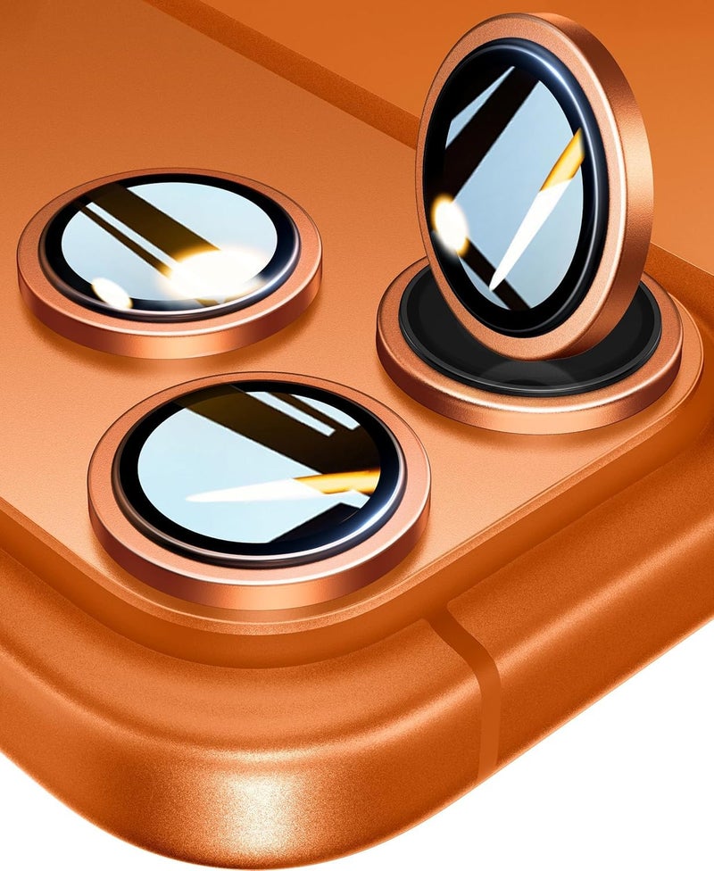 GadgetBite Orbix Lens Protector Compatible With iPhone 17 Pro & 17 Pro Max – 9H Tempered Glass Camera Cover with Metal Ring, Scratch-Resistant,Camera Lens Protection - Orange - Image 3