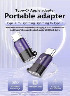 【Pack of 2】Lightning Female to USB-C Male Adapter, USB C to Lightning Adapter, Compatible with iPhone-16 15, iPad Pro/Air, S25 S24 S23 Ultra, Huawei, Support Charging & Data Sync, 【Purple】 - pzsku/ZF1FED80A082F06BC6BFCZ/45/_/1740396197/a98f067f-1532-4c7e-8be1-593162d5cdc6