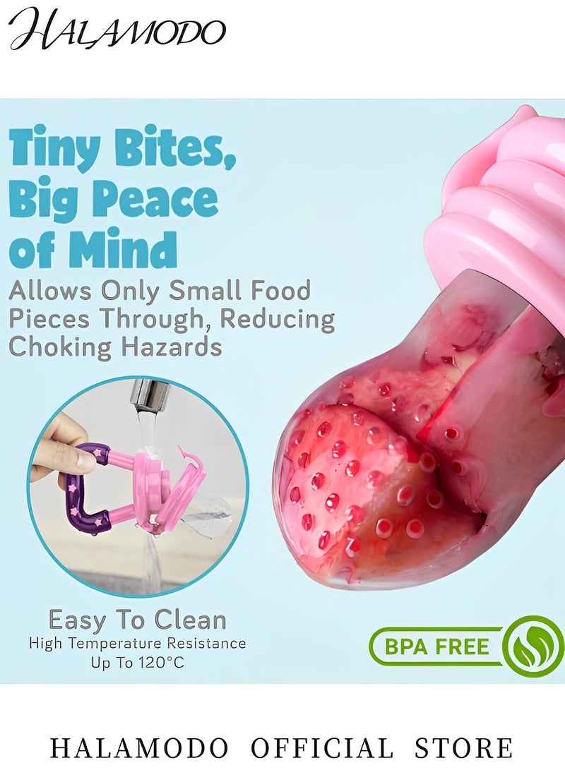 HALAMODO Baby Food Feeder Teething Pacifier for Fruits & Veggies & & Frozen Milk Reusable Food-Grade Silicone Teethers Fruit Food Silicone Pacifier Baby Eating Essentials BPA Free Baby Feeding Supplies - Image 3