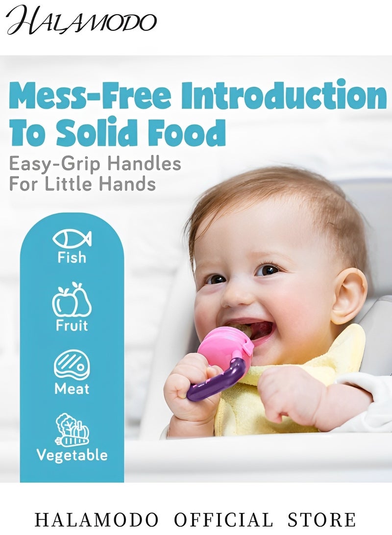 HALAMODO Baby Food Feeder Teething Pacifier for Fruits & Veggies & & Frozen Milk Reusable Food-Grade Silicone Teethers Fruit Food Silicone Pacifier Baby Eating Essentials BPA Free Baby Feeding Supplies - Image 4