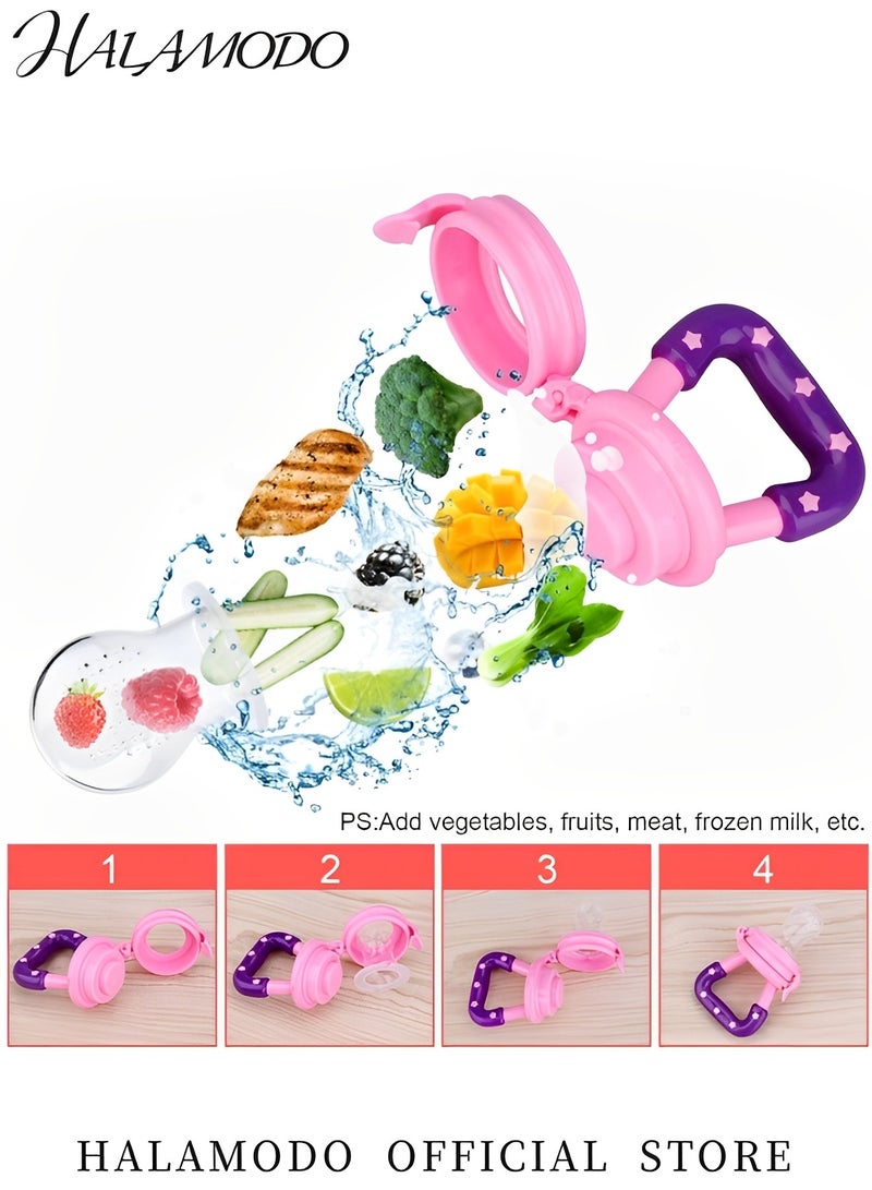 HALAMODO Baby Food Feeder Teething Pacifier for Fruits & Veggies & & Frozen Milk Reusable Food-Grade Silicone Teethers Fruit Food Silicone Pacifier Baby Eating Essentials BPA Free Baby Feeding Supplies - Image 5