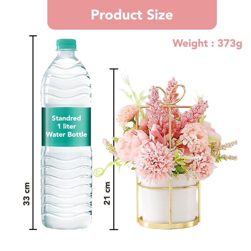 Ekhasa Dahlia Flower Ceramic Vase with Artificial Flowers Plant | Small Daisy Flower Pots with Artificial Flowers for Home Decor Centre Table Pots Showpiece Living Room Office Wedding Birthday & Gift - Image 4