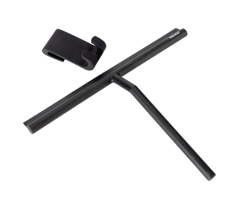 WENKO Bathroom squeegee Mola XXL shower squeegee with extra wide wiping surface for mirrors and tiles made of stainless steel coated with silicone incl hanging device for shower walls black