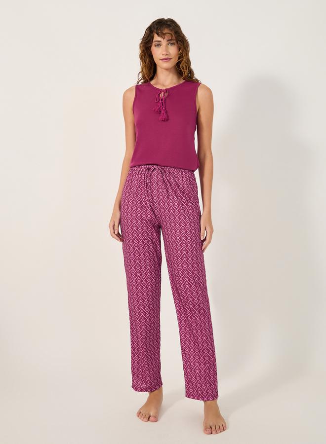 Styli Tasseled Round Neck Cami and Pyjama Set  - Image 2