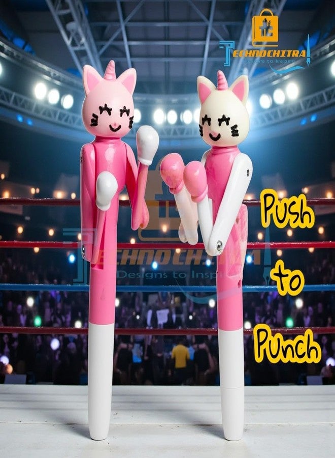 SHREE TECHNESH Wild Kitten Boxing Pens for Kids | Push-to-Punch Action | Cute Cat Pen Set | Smooth Writing & Fun Toy Pen Gift Set (Pack of 2) - Image 2
