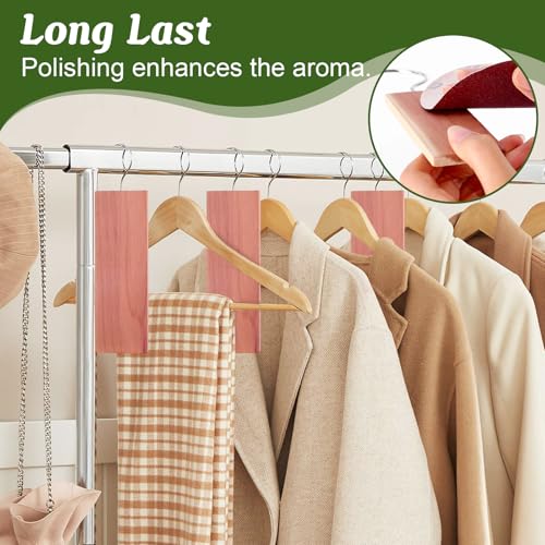 ESRICH Cedar Blocks for Clothes Storage,15 Pack with Metal Hooks,100% Natura Cedars Wood for Closets,Cedars Planks with Sandpaper,Cedar Chips for Closets and Drawers - Image 3
