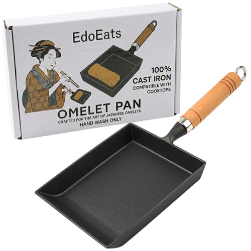 EdoEats Cast Iron Tamagoyaki Pan – Japanese Rolled Omelette Skillet, Pre-Seasoned, Natural Nonstick, Works on All Stovetops incl. Induction - Image 1