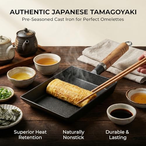 EdoEats Cast Iron Tamagoyaki Pan – Japanese Rolled Omelette Skillet, Pre-Seasoned, Natural Nonstick, Works on All Stovetops incl. Induction - Image 5