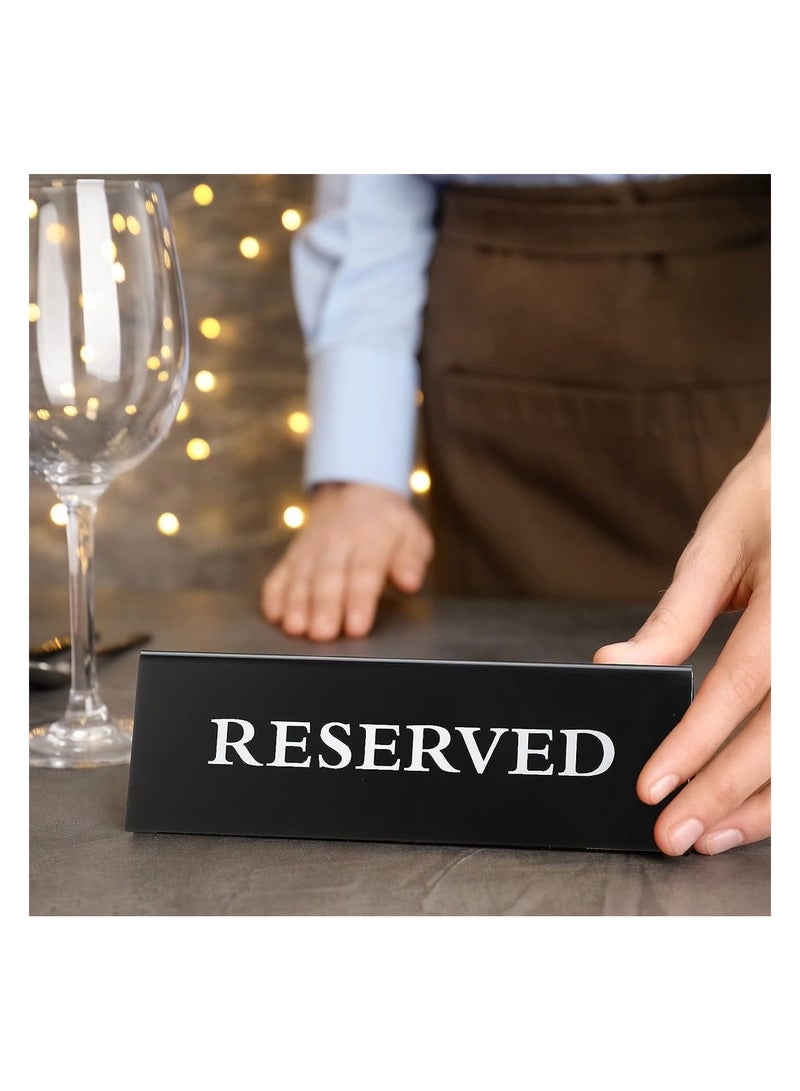 Plastic Reserved Table Sign 12 Pack Table Tent Wedding Sign Guest Reservation Table Seat Sign for Restaurant Wedding Chairs White Words Black Background - Image 5