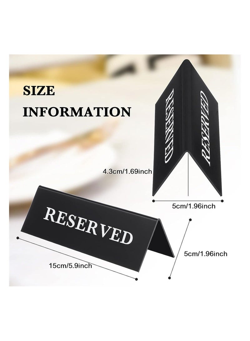 Plastic Reserved Table Sign 12 Pack Table Tent Wedding Sign Guest Reservation Table Seat Sign for Restaurant Wedding Chairs White Words Black Background - Image 2