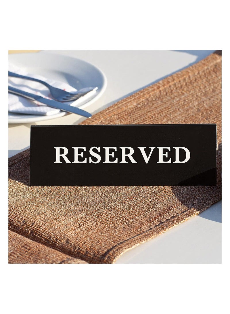 Plastic Reserved Table Sign 12 Pack Table Tent Wedding Sign Guest Reservation Table Seat Sign for Restaurant Wedding Chairs White Words Black Background - Image 4