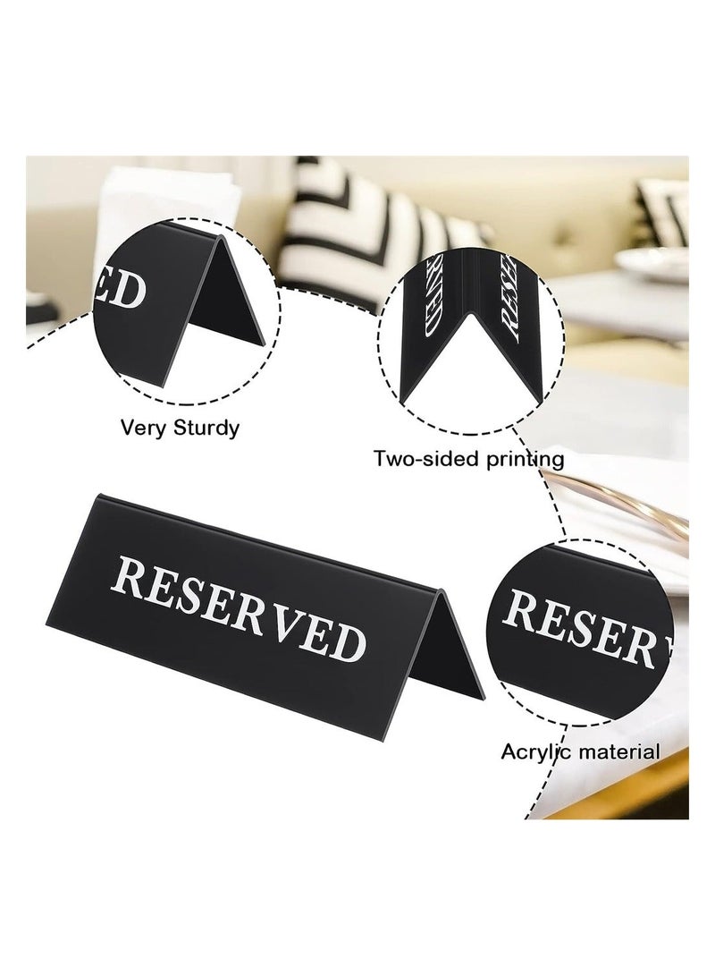Plastic Reserved Table Sign 12 Pack Table Tent Wedding Sign Guest Reservation Table Seat Sign for Restaurant Wedding Chairs White Words Black Background - Image 3