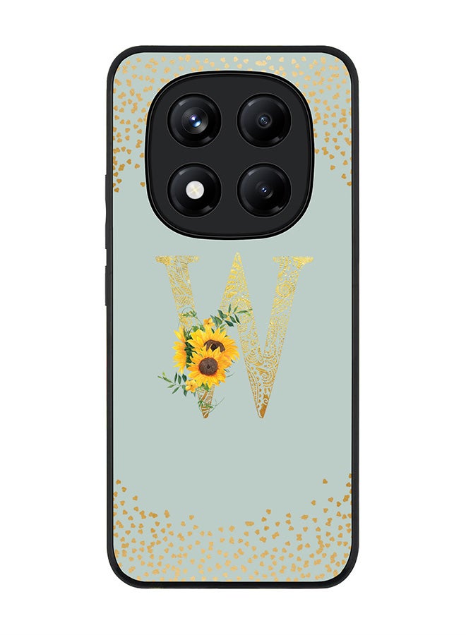 Stylizedd For Xiaomi Redmi Note 14 Pro 4G 4G Case,Slim fit Camera Protection, Shockproof Thin Phone cover  - Custom Floral Monogram - W  (Light Grey ) - Image 1