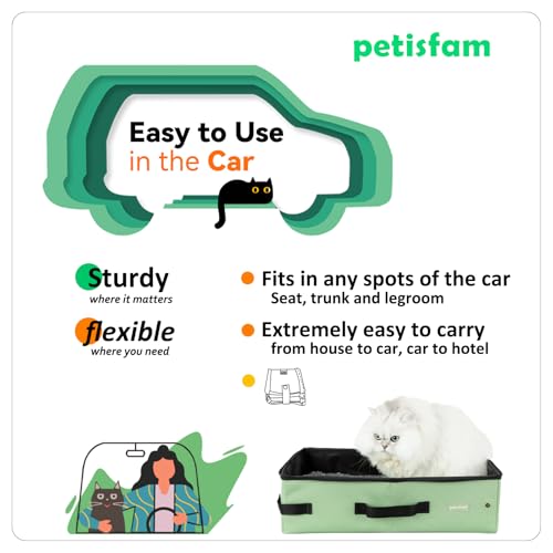 petisfam Travel Light with Covered Portable Cat Litter Box Without Any Mess. Ultra-Lightweight, Stop Lugging a Hard Litter Box. Keep Everything Contained. Ideal for Hotel Stays, Car Trips, Flights - Image 2