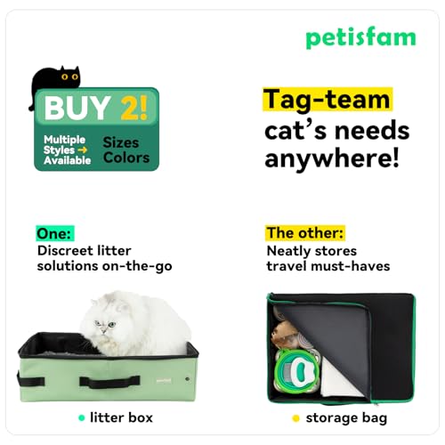 petisfam Travel Light with Covered Portable Cat Litter Box Without Any Mess. Ultra-Lightweight, Stop Lugging a Hard Litter Box. Keep Everything Contained. Ideal for Hotel Stays, Car Trips, Flights - Image 5