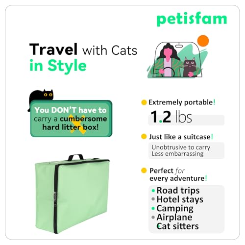petisfam Travel Light with Covered Portable Cat Litter Box Without Any Mess. Ultra-Lightweight, Stop Lugging a Hard Litter Box. Keep Everything Contained. Ideal for Hotel Stays, Car Trips, Flights - Image 4