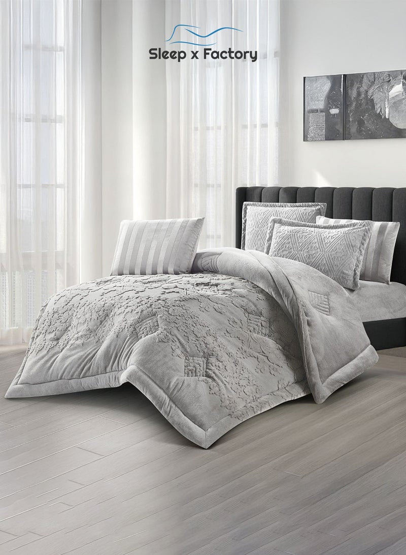 Sleep x Factory Evelyn 6-Piece Winter Velvet Comforter Set – King 240×260 cm - Image 2