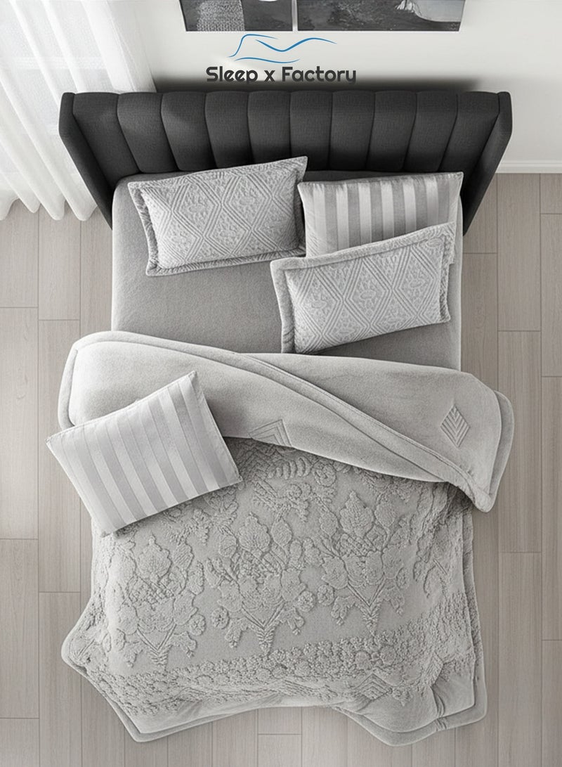 Sleep x Factory Evelyn 6-Piece Winter Velvet Comforter Set – King 240×260 cm - Image 3