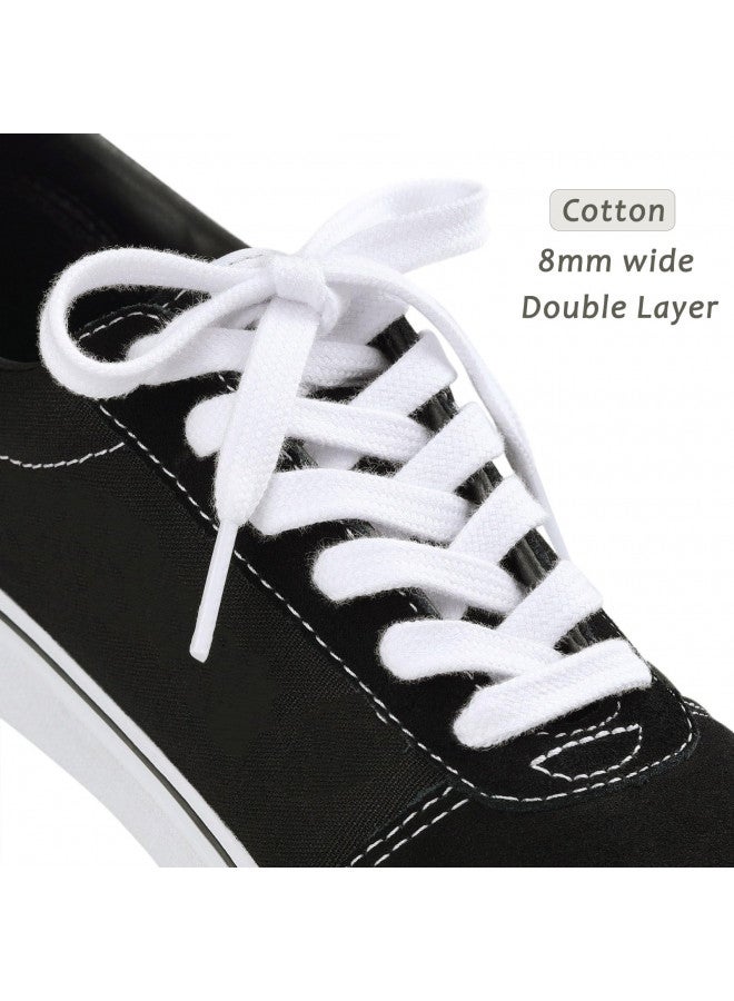 Handshop رباط أحذية رياضية عريض مسطح من هاندشوب 5/16" (زوجين) - أربطة أحذية بديلة للأحذية الرياضية والأحذية العادية بيضاء 40 بوصة (100 سم) - Image 2