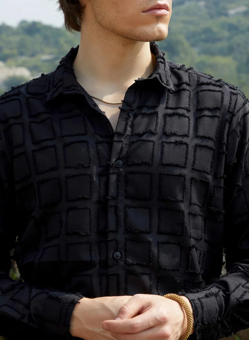 CAHOOT  Men's Onyx Black Cubic-Tassel Shirt for Men | Best Price UAE