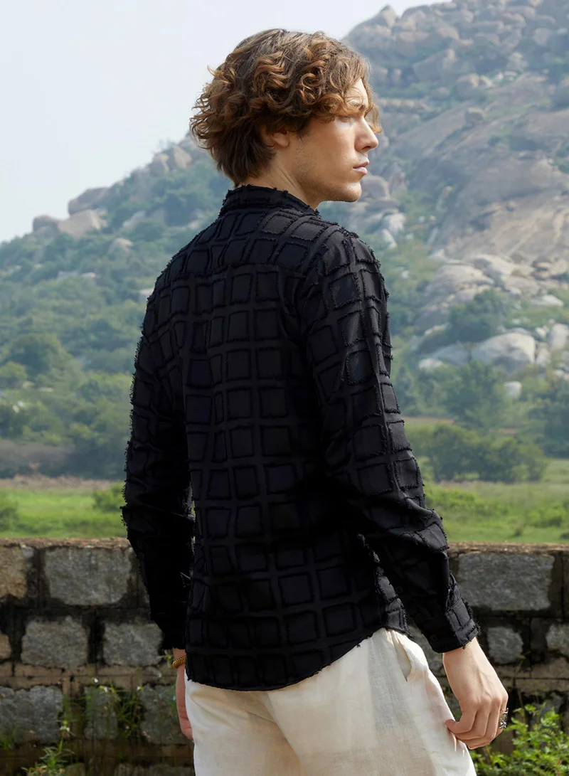 CAHOOT  Men's Onyx Black Cubic-Tassel Shirt for Men | Best Price UAE