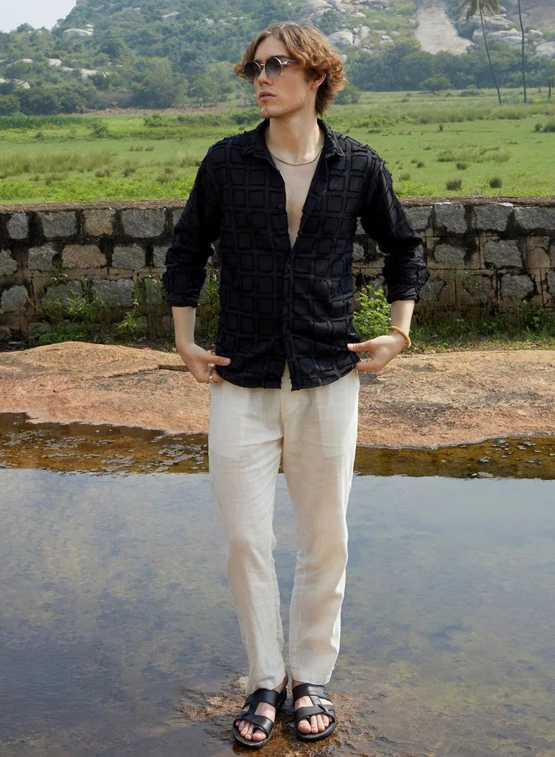 CAHOOT  Men's Onyx Black Cubic-Tassel Shirt for Men | Best Price UAE