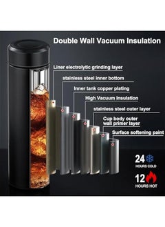 OCTOBER PARACITY Insulated Water Bottle, 17 oz Stainless Steel Water Bottles, Double Wall Vacuum Hot Drinks Thermo, Metal Water Bottle Keeps Hot for 12 Hrs, Cold for 24 Hrs, for Coffee, Tea  - Image 2