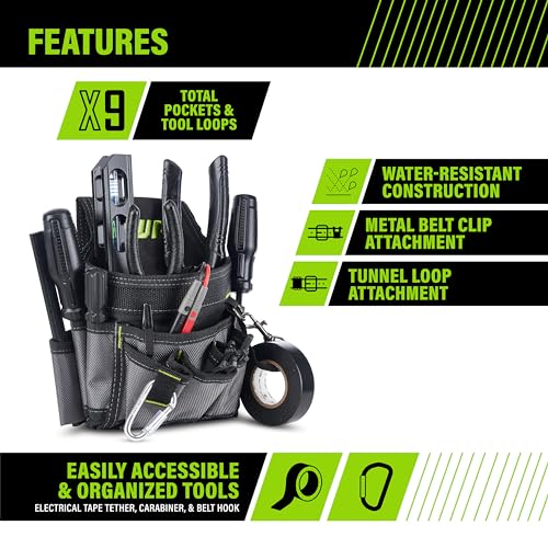 AWP Ballistic Nylon Mini Tool Pouch Multi-Pocket Organizer for Electricians, Professional Tool Box for Efficient Organization, Black/Gray | 1L-23021-2 - Image 2