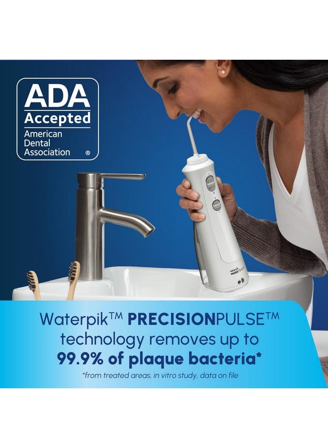 واتربيك جهاز Waterpik اللاسلكي القابل لإعادة الشحن لتنظيف الأسنان واللثة والتقويم والسفر مع 4 رؤوس تنظيف بالخيط - متوافق مع معايير ADA، لون أبيض WF-13، قد تختلف العبوة - Image 3