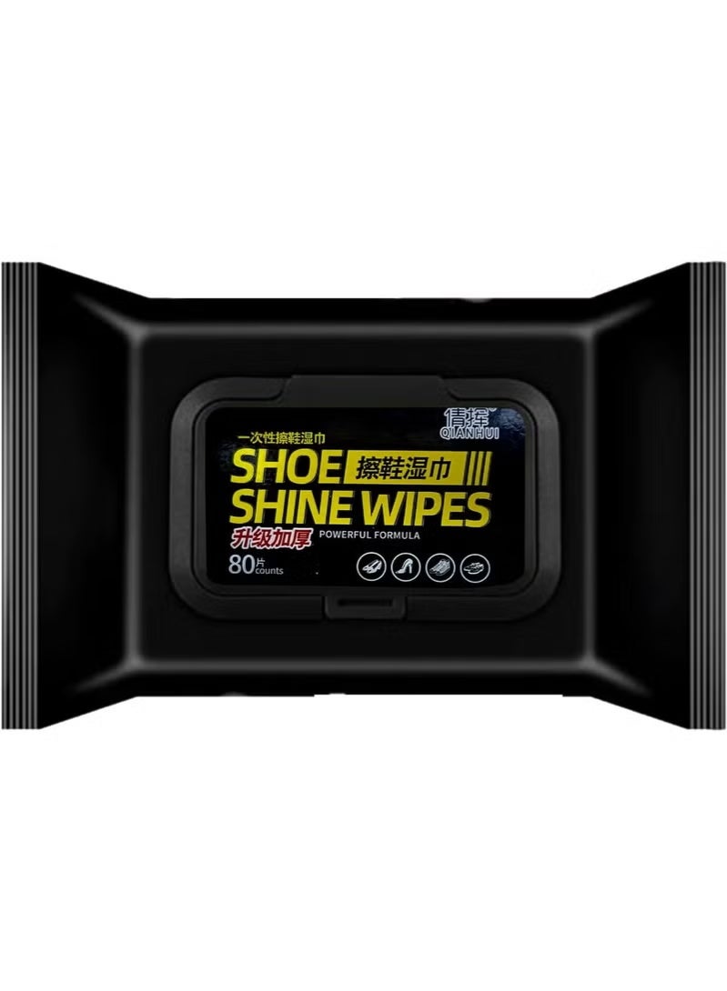 مناديل تلميع الأحذية مناديل مبللة سريعة التنظيف للأحذية الرياضية والصنادل والأحذية الجلدية منظف أحذية مناسب للسفر لإزالة الأوساخ والتلميع محلول سريع ومريح للعناية بالأحذية - 80 قطعة - Image 1