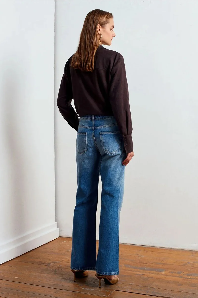 Dilvin Mid Blue Denim DILVIN Low-Waist Flare-Leg Jeans for Women | Best Price UAE