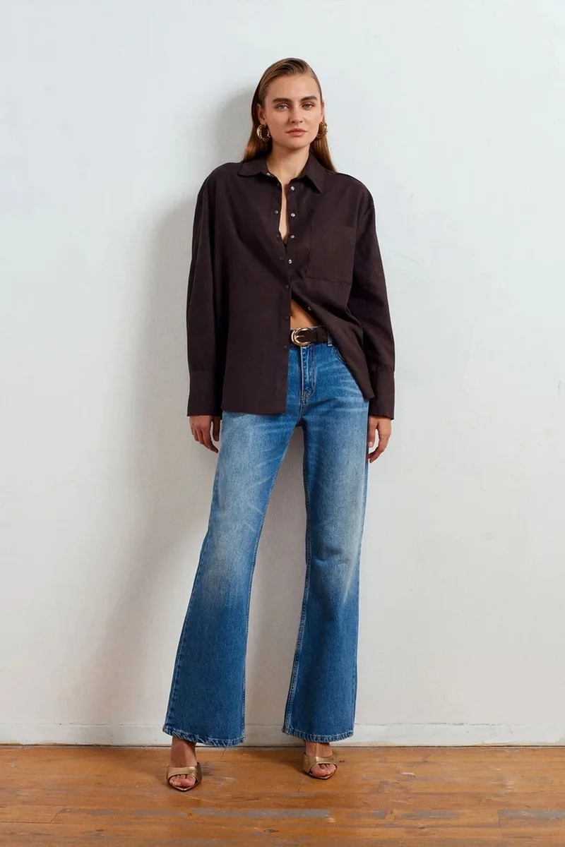 Dilvin Mid Blue Denim DILVIN Low-Waist Flare-Leg Jeans for Women | Best Price UAE