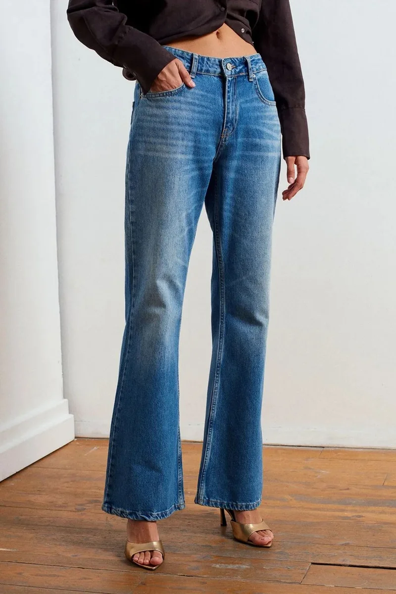 Dilvin Mid Blue Denim DILVIN Low-Waist Flare-Leg Jeans for Women | Best Price UAE