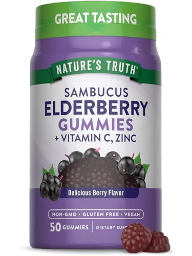 natures truth Natures Truth Black Elderberry Gummies 50 Vegan Gummies with Vitamin C and Zinc Berry Flavor Vegan NonGMO and Gluten Free Supplement