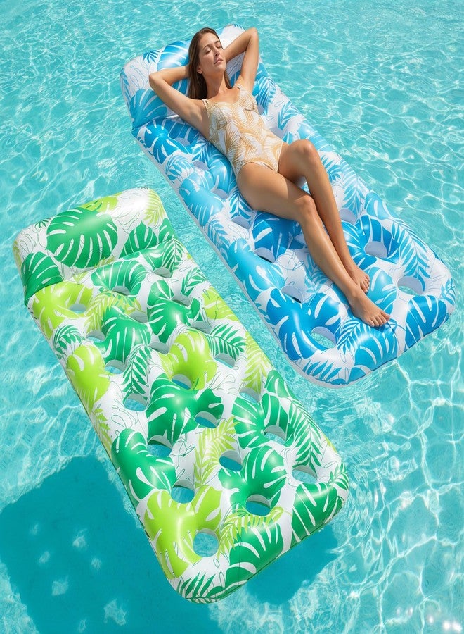 FindUWill Inflatable Pool Float Lounger, 2 Pack Pool Floaties Rafts for Adults, Floating Lounger with Headrest, Pool Floats Adult Heavy Duty for Summer Party Beach Lake Fun - Image 1
