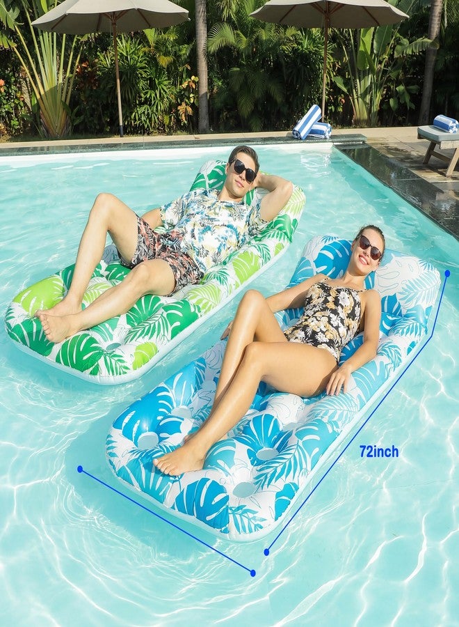 FindUWill Inflatable Pool Float Lounger, 2 Pack Pool Floaties Rafts for Adults, Floating Lounger with Headrest, Pool Floats Adult Heavy Duty for Summer Party Beach Lake Fun - Image 3