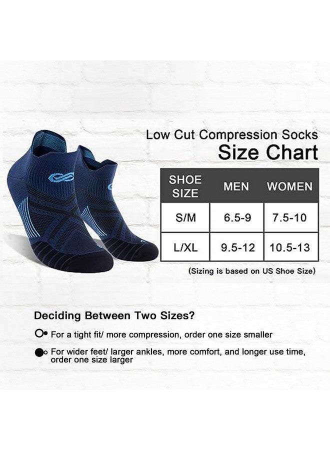 PAPLUS Low Cut Compression Socks for Men and Women (6 Pairs), No Show Ankle Running Socks with Arch Support for Plantar Fasciitis, Cyling, Athletic, Flight, Travel, Nurses. Navy L/XL - Image 2