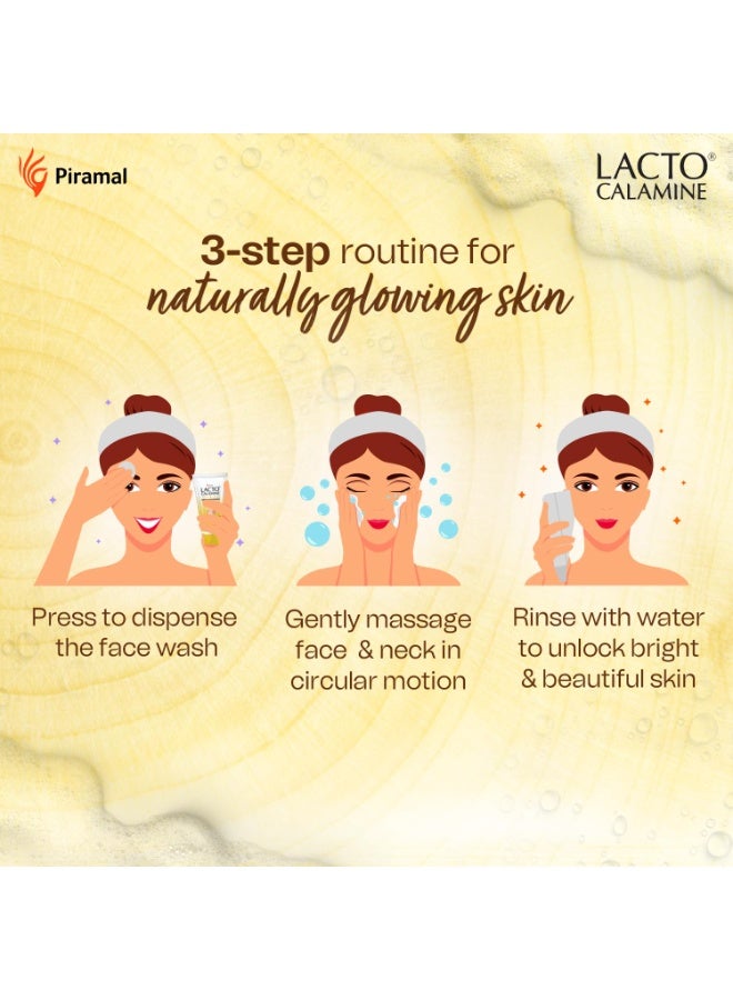 Lacto Calamine Ubtan Face Wash for Glowing Skin | Natural Face Wash with Sandalwood, Saffron, Neem, Almond & Turmeric | Exfoliating Facewash reduces Tan | Sulphate, Paraben Free | 100 ml Pack of 1 - Image 4