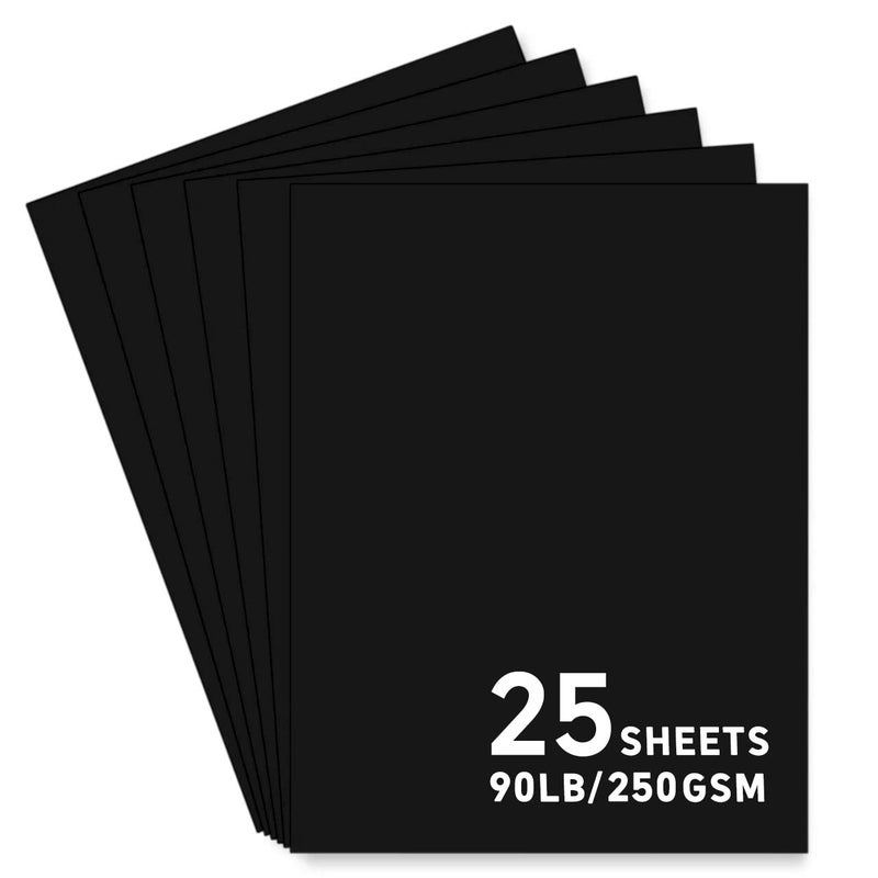 Bonmiy 25Sheets Black Cardstock Paper, 8.5 x 11 Card stock for Cricutâ€¦ - Image 1