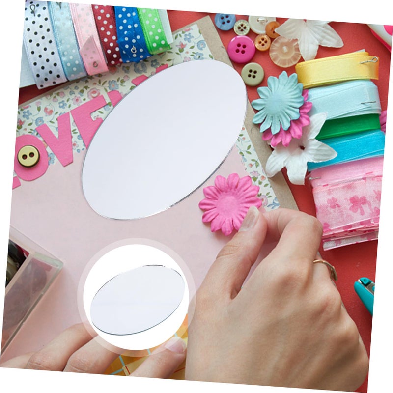 عدسات مرآة بيضاوية 20 قطعة ديكور منزلي DIY مرايا جدارية صغيرة للمكياج فضي - Image 5