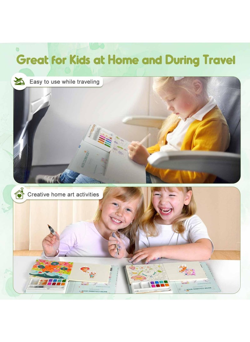 Barakah كتاب تلوين سحري بالماء، مجموعة رسم خالية من الفوضى مع ورق متلألئ، 30 صفحة، و2 فرشاة، هدايا الفنون والحرف للأطفال من عمر 4-8 سنوات - Image 5