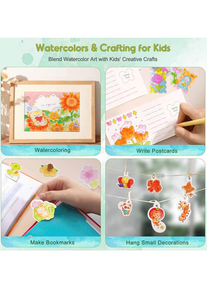 Barakah كتاب تلوين سحري بالماء، مجموعة رسم خالية من الفوضى مع ورق متلألئ، 30 صفحة، و2 فرشاة، هدايا الفنون والحرف للأطفال من عمر 4-8 سنوات - Image 2