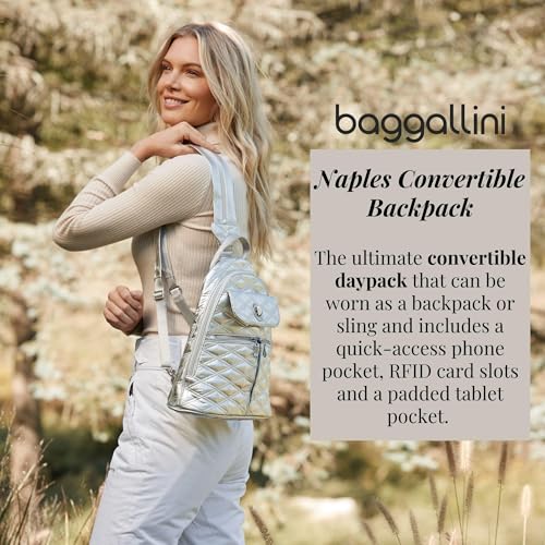 Baggallini Naples Convertible Backpack - Travel Sling Crossbody - 12" Nylon Handbag w/ RFID & Padded Tablet Sleeve - Image 2
