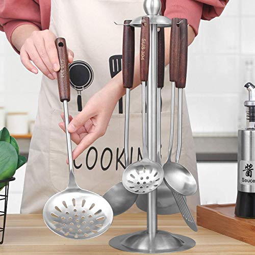Leeonz Skimmer Slotted Spoon,304 Stainless Steel Slotted Spoon, Handle Mesh Food Strainer Stainless Steel Colander with Hollow Handle Heat Resistant Cooking Tool,Silver/15.1Inch - Image 4