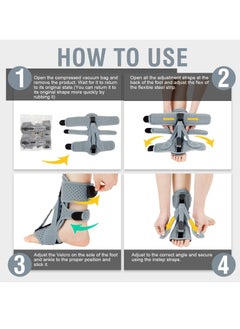 Y&D Ankle Support Brace, Adjustable Brace Foot Drop Orthotic Set, for Plantar Fasciitis, Arch Pain, Achilles Tendonitis Women, Men (Gray)  - Image 4