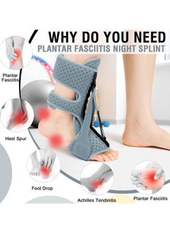 Y&D Ankle Support Brace, Adjustable Brace Foot Drop Orthotic Set, for Plantar Fasciitis, Arch Pain, Achilles Tendonitis Women, Men (Gray)  - Image 3