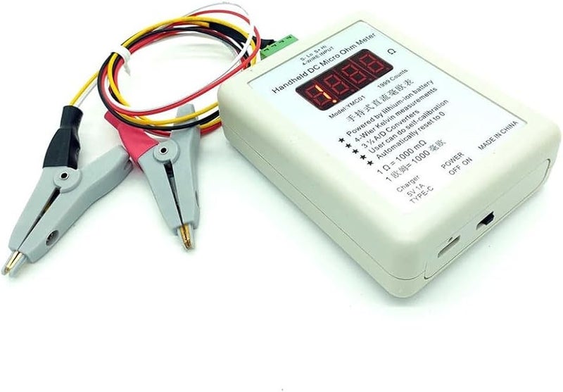 Handheld DC Milliohm Meter Four Wire Kelvin Tester Low Resistance Measurement Small Clip 20R - Image 2
