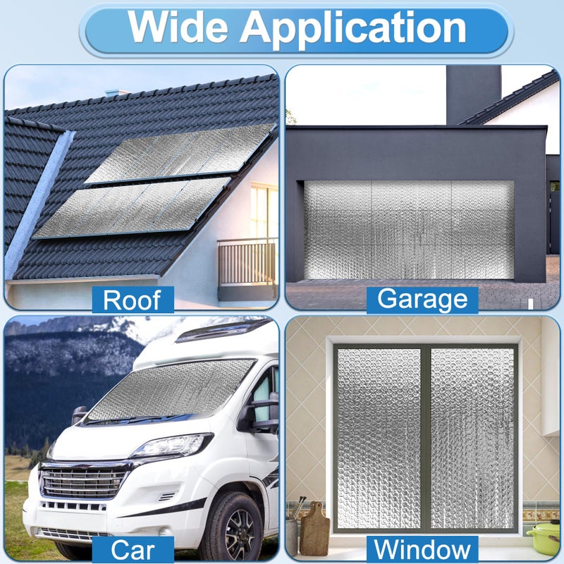 ToLanbbt Garage Door Insulation Kit 16P Double Bubble Window Heat Insulation Panels, 6MM 24" x 48" Reflective Aluminum Foil Summer/Winter Barrier Sheets with 120 Adhesive Tapes for Garage Attic Wall - Image 2